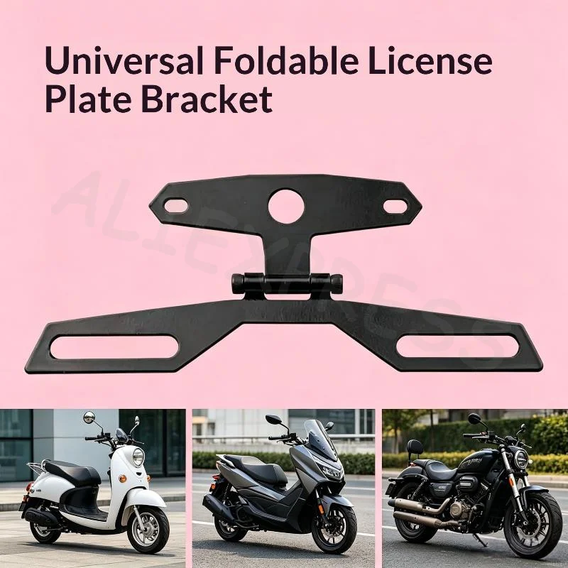 Universal Adjustable Motorcycle Taillight Bracket Foldable License Plate Holder for Motorbike Custom Retrofit Use