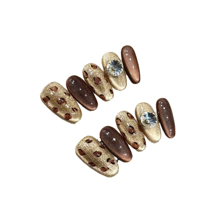 

[Leopard print shining] The new handmade leopard print Spice Girl cat eye wearing armor is removable