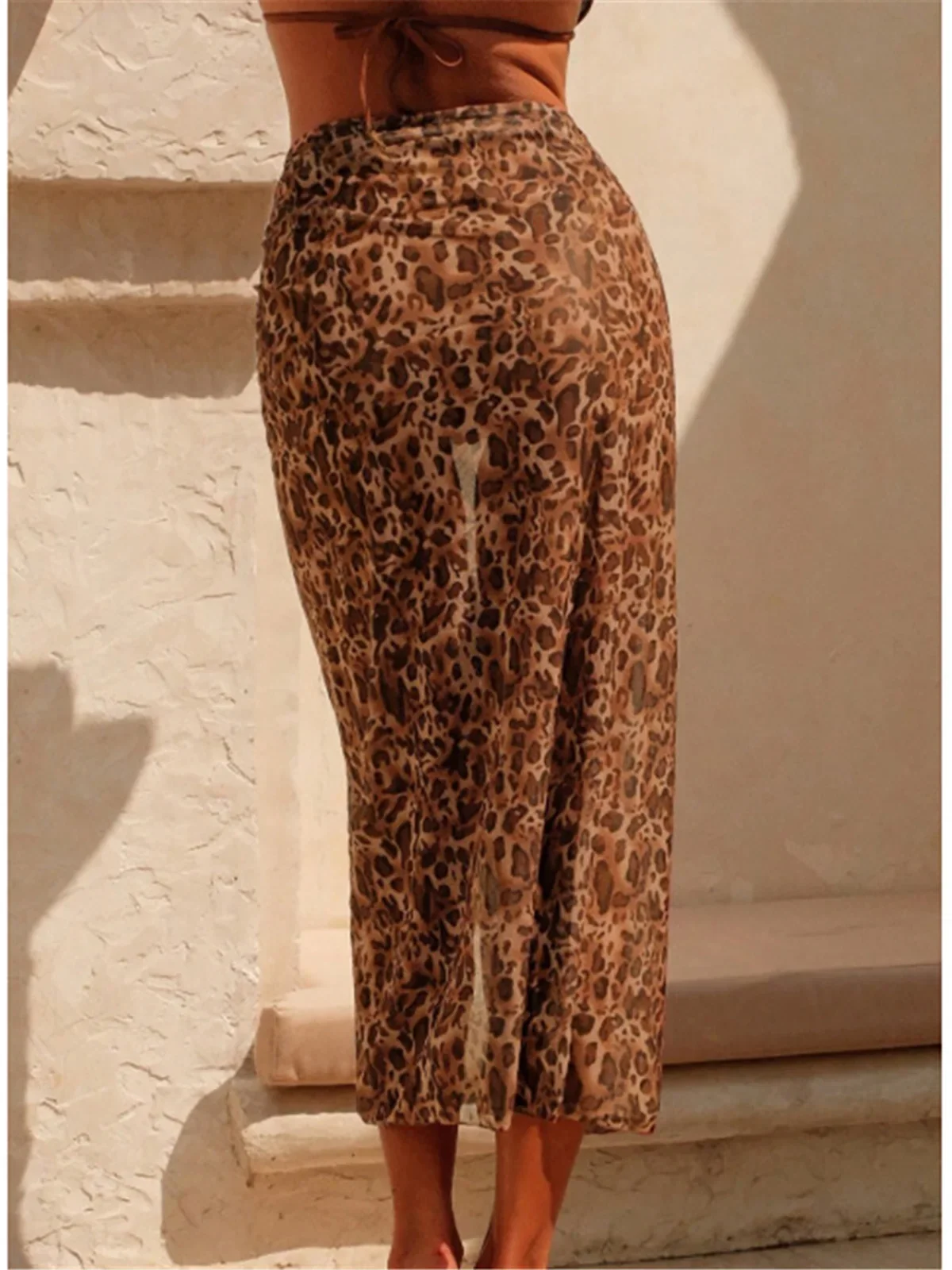 S - XL Sarong-Rock mit Leopardenmuster, gehäkelt, gestrickt, Strand-Vertuschung, Vertuschungen, Strandkleid, Strandkleidung, Strandmode, weibliche Frauen, K6867