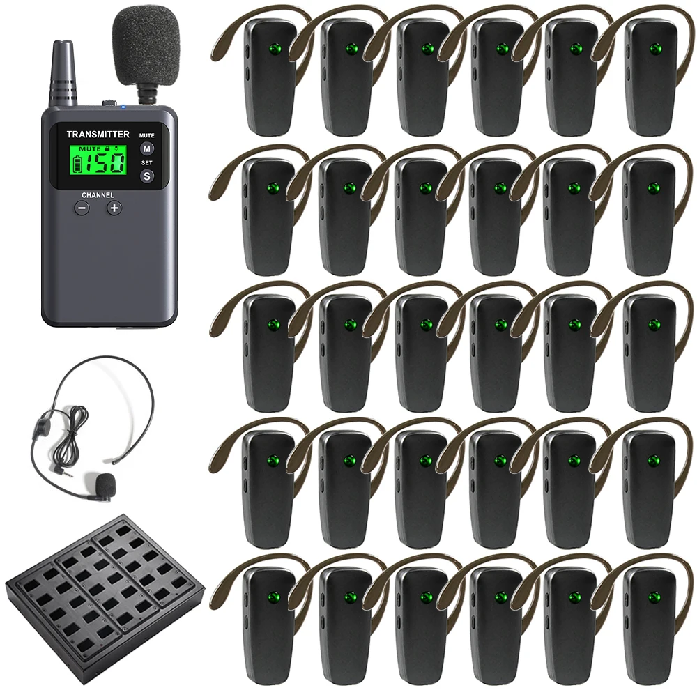 

WirelessLinkx Wireless Audio Tour Guide System 1 Transmitter 30 Receivers for Conference Simultaneous Translation Factory Visit