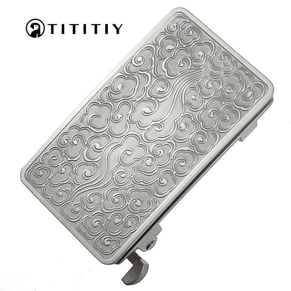 

3.6/3.9cm Toothless Pure Titanium Belt Buckle Non-Allergenic Automatic Buckle Cloud Patterns Men's Business Belt Buckles