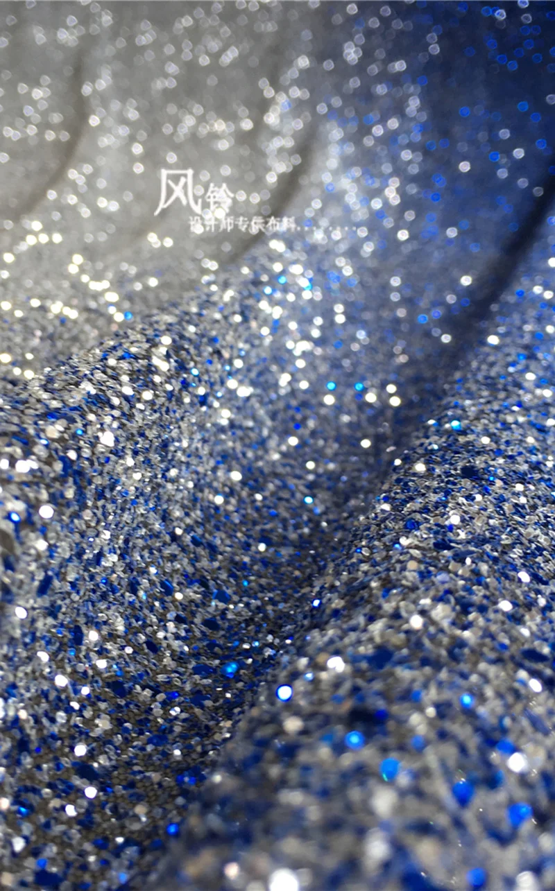 Shiny Sequined Fabric Allover Bronzing Gold Silver to Blue DIY Background Decoration Stage Skirts Wedding Dress Designer Fabric