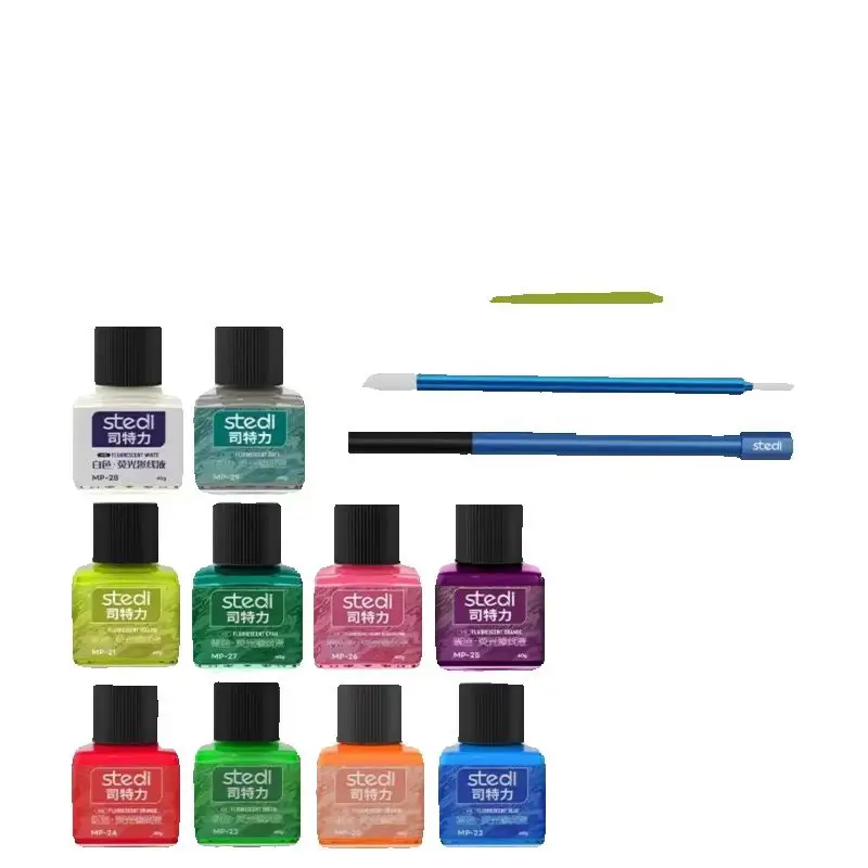 Stedi 40G Multipack Water-based Fluorescent Panel Liner Paint 40g for Model Building Fluorescent Ink Panel Line Accent Color