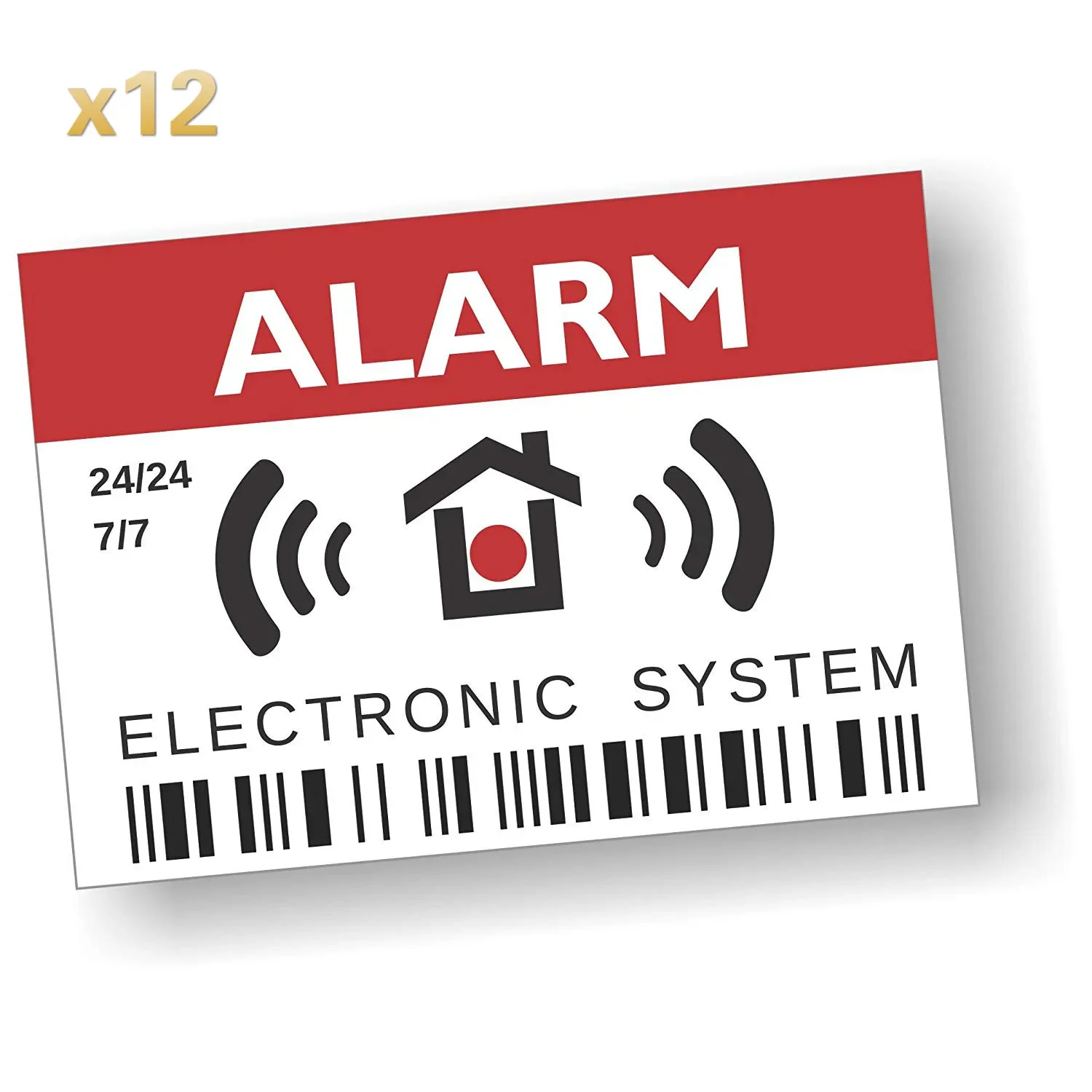 

For 12Pcs Alarm Stickers Signs Intruder Warning Security Internal or External use 2.91 x 2.05 inch