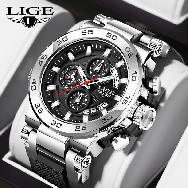 

LIGE Top Brand Luxury Mens Watch Military Fashion Quartz Watches For Men Sport Waterproof Luminous Wristwatch Clock Reloj Hombre