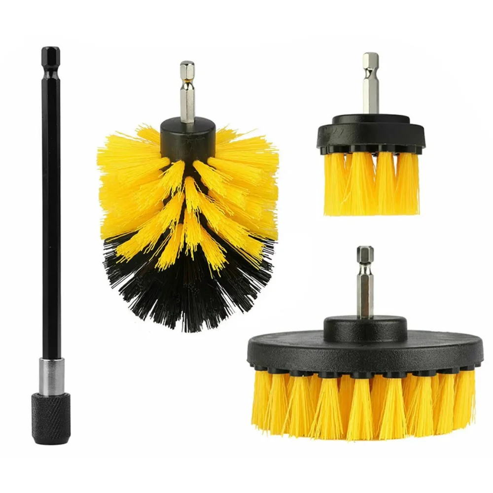 

Nylon Electric Drill Brush Kit with Extender Rod Scrubber Detailing Drill Brush Cleaning Tool Hard Bristle Car Wash Brush Glass