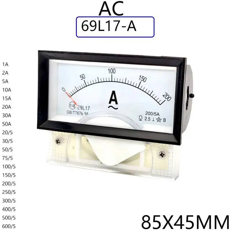 Framed Pointer AC Current Meter 5A 10A 20A 30A 50A 100A 200A 300A Ammeter 69L17-A