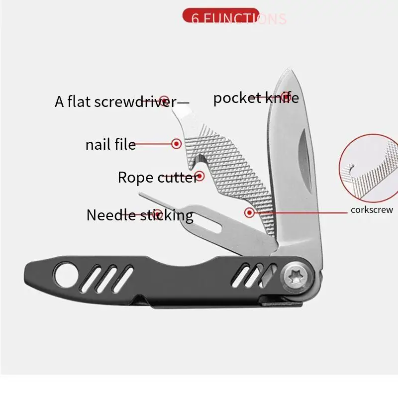 Mobile phone card pick-up needle, keychain, batch bottle opening, multi-functional folding and cutting knife, portable