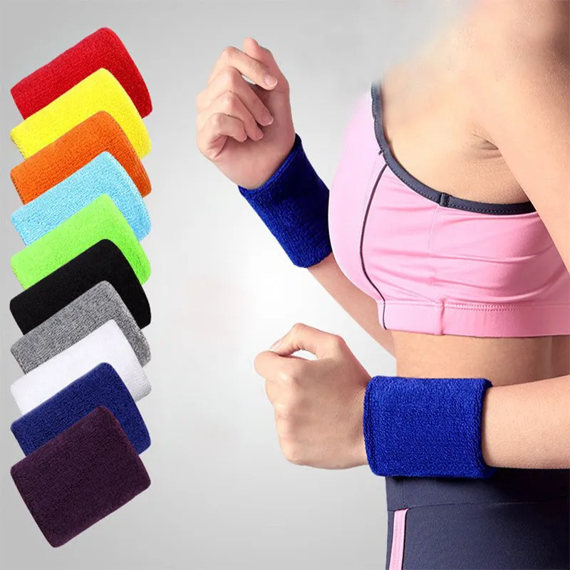 1/2PCS Unisex Cotton Wristbands Terry Cloth Cotton Sweatband Sports Wrist Tennis Yoga Sport Sweat Wrist Band Newest 8x8cm