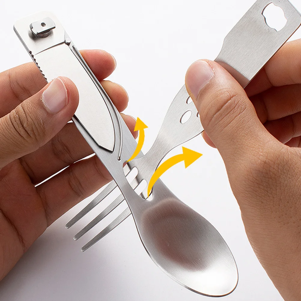 

Portable Cutlery Combination Lightweight Tool Fork Spoon Combo Foldable Kitchen Utensil For Camping Picnic Home Outdoor