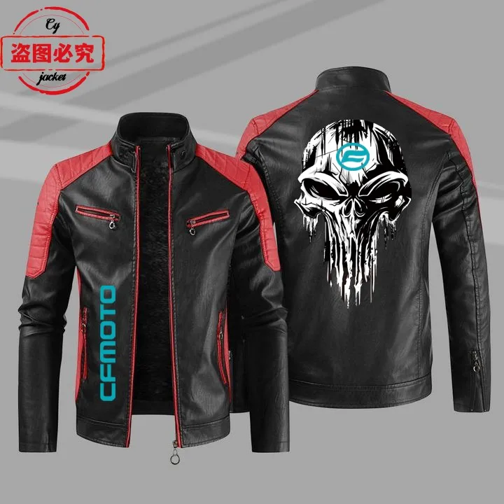 CFMOTO Motorcycle LOGOpu Leather Jacket Windproof Autumn/Winter Men's Punisher Riding Spring/Autumn Leather Jacket