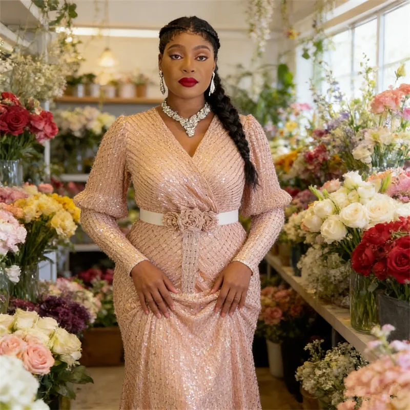 

Длинные платья для женщин больших размеров в африканском стиле, с пайетками, элегантные вечерние платья для мусульманок, свадебные платья, наряды в стиле Анкара.