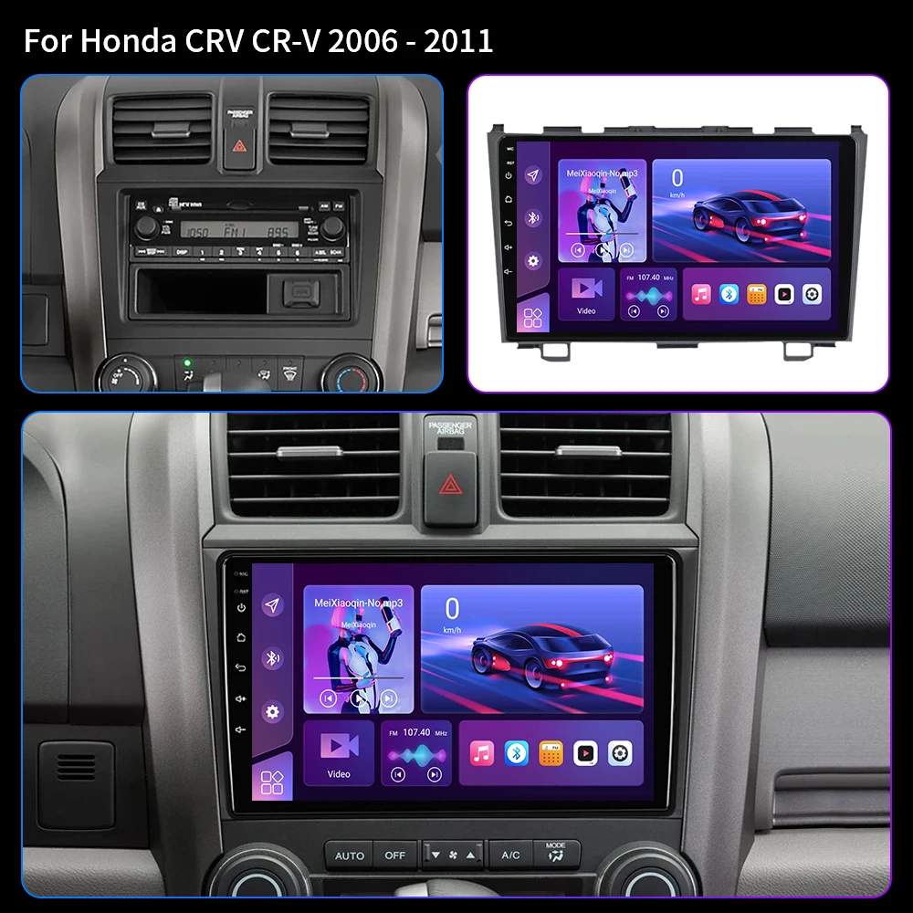 For Honda CRV CR-V 3 2007 - 2011 Android16 System Wireless Carplay Car Radio Multimedia Player WiFi Touch Screen 4G BT Head Unit
