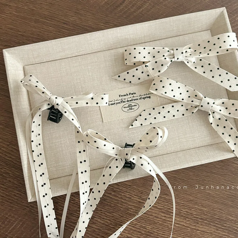 Retro Dots Bow Presilhas, Franja Clipe, Mini Hairpin, Cabelo Garra, Temperamento, Cabelo Quebrado Acessórios, Headdress