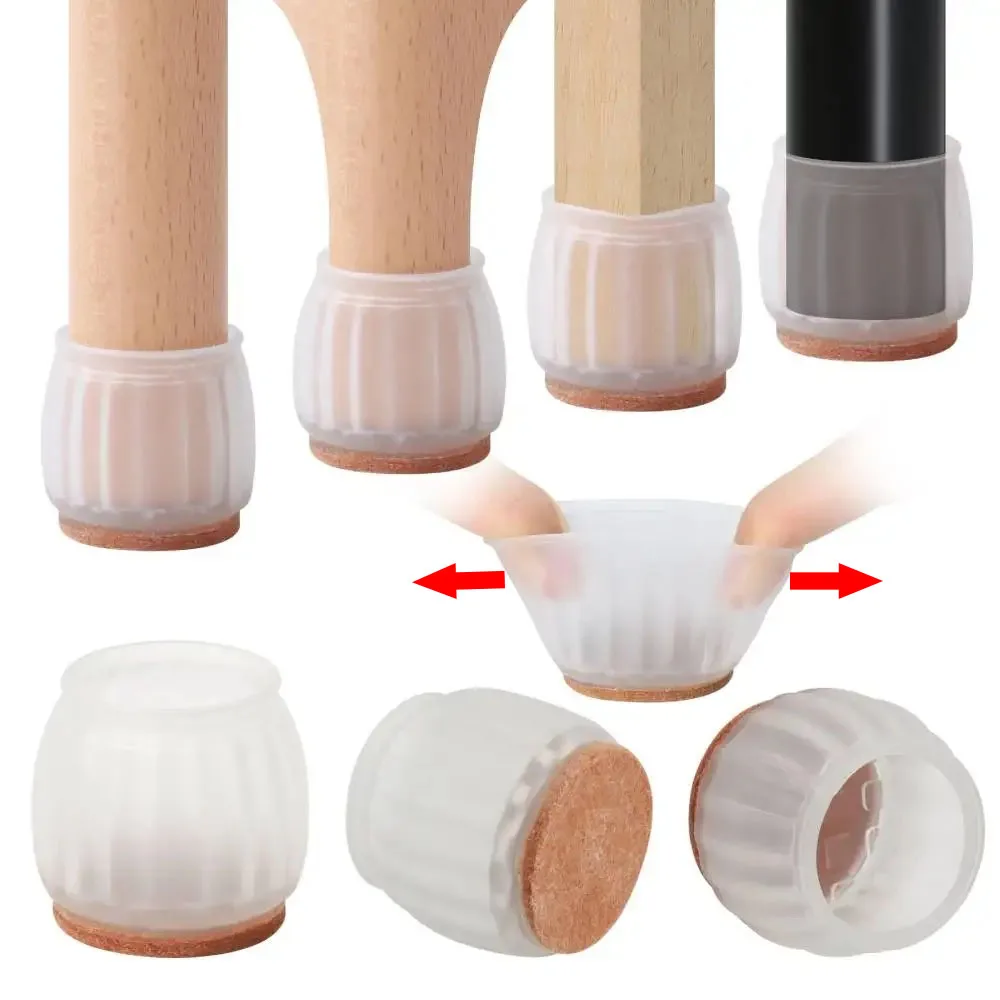 32PCS Chair Leg Floor Cover Non Slip Square TPR Table Socks Protectors Caps Furniture Glides Feet Felt Pads Hardwood Floors