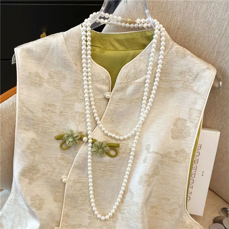 

Женский жаккардовый жилет-безрукавка с круглым вырезом, весна 2026, шикарный, в национальном китайском стиле, высококачественный, верхняя одежда