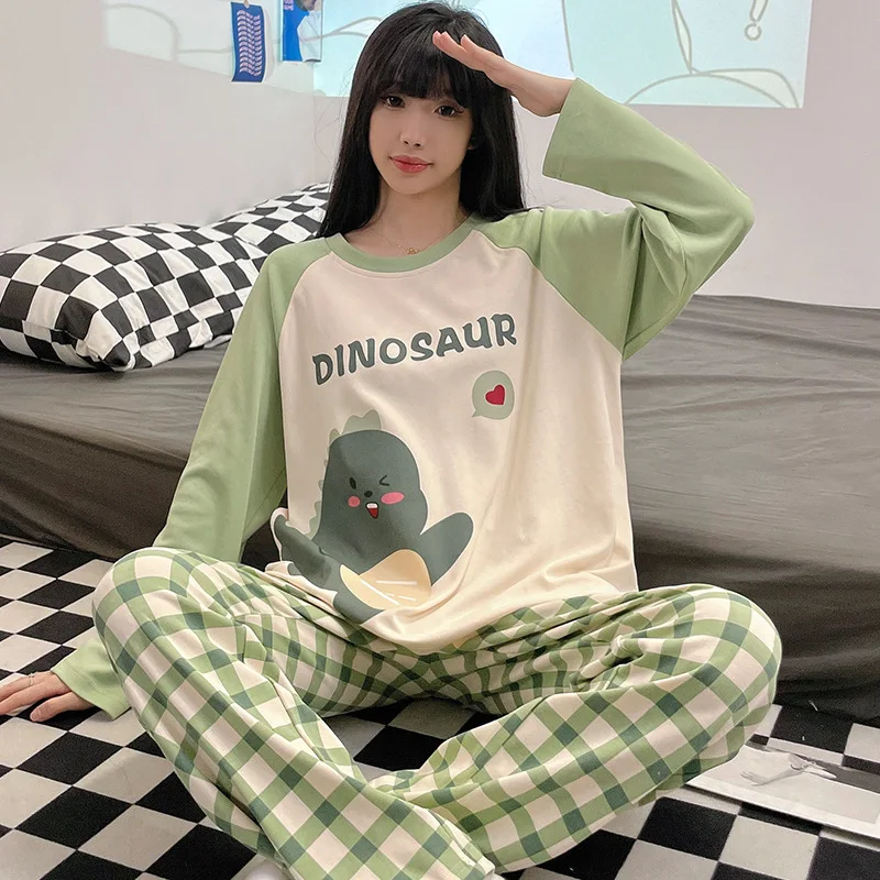 Couples Lover Family Matching Pajamas Set Women Men Autumn Pijamas Sleepwears Casual Cartoon Home Clothing Long Plaid Pants