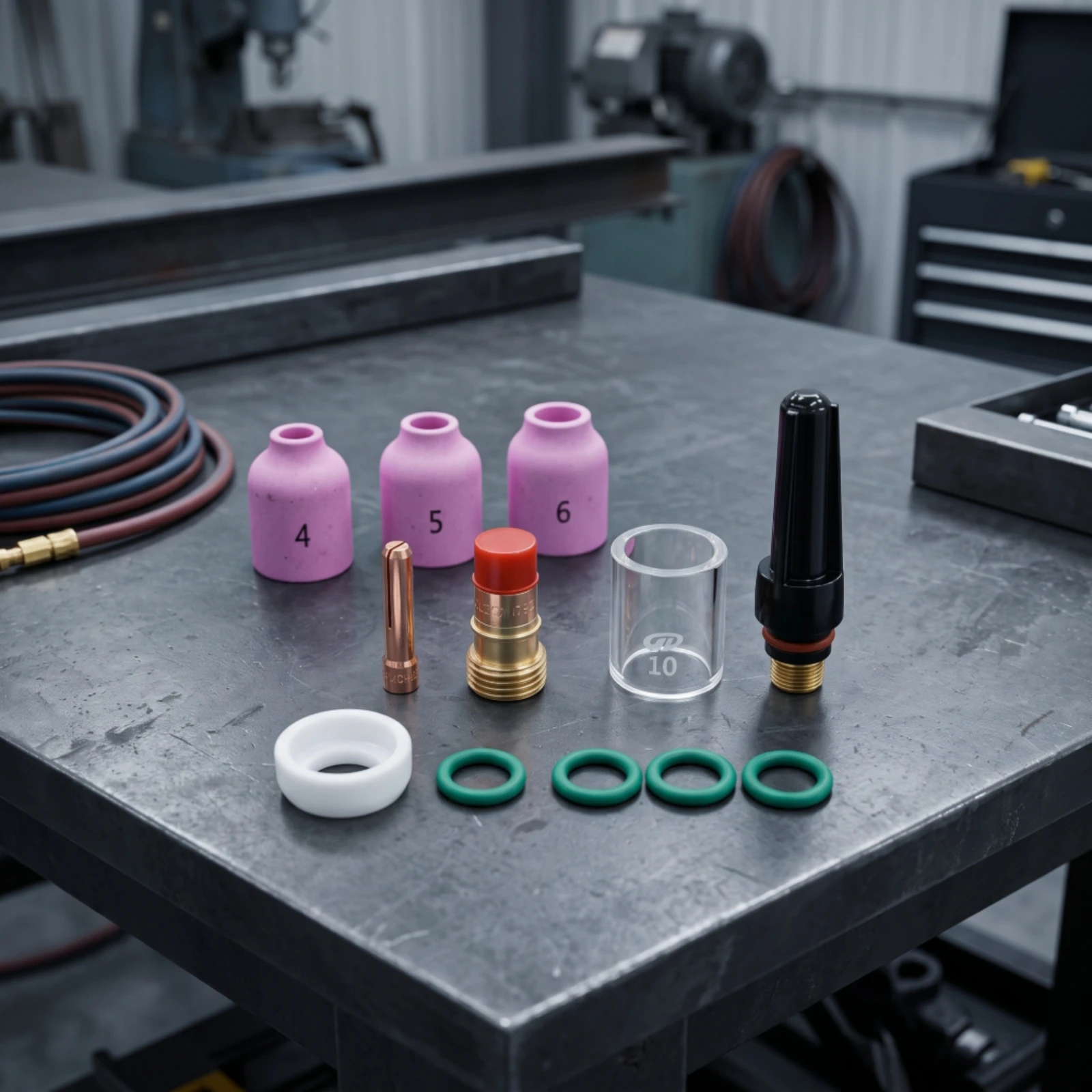 12 Pieces TIG Joining Torch Consumables Kit Replacement TIG Torch Consumables Kit Hardware Ceramic Copper for Welders, Workshop view 3