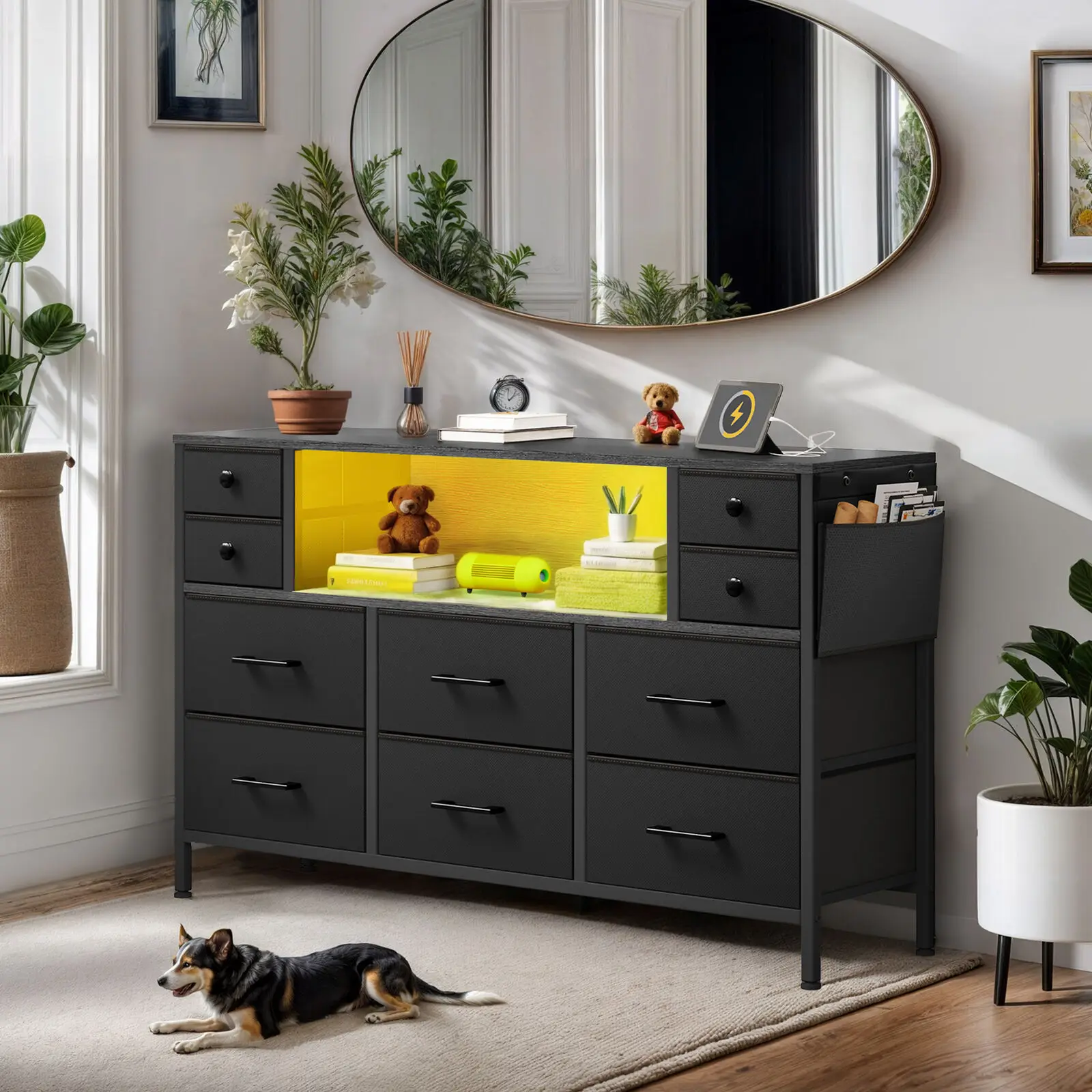 

10 Drawers Dressers Organizer TV Stand Port Black Closet