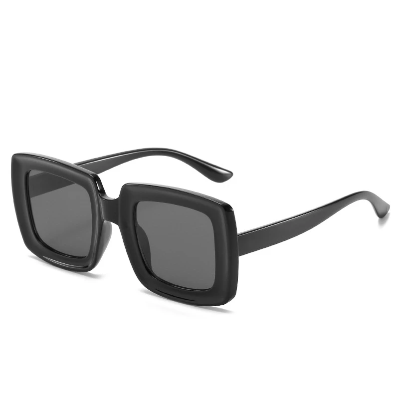 Langlebige quadratische Sonnenbrille mit großem Rahmen, modischer Farbverlauf, Damenbrille, Schwarz