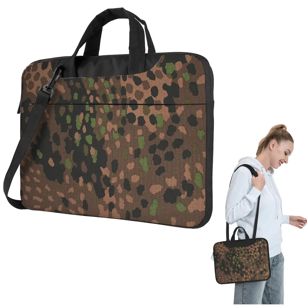 Splintertarn German WW2 Camouflage Army Military Camo Crossbody Laptop Bag Case  13 14 15.6 Inch Notebook Pouch for Lenovo