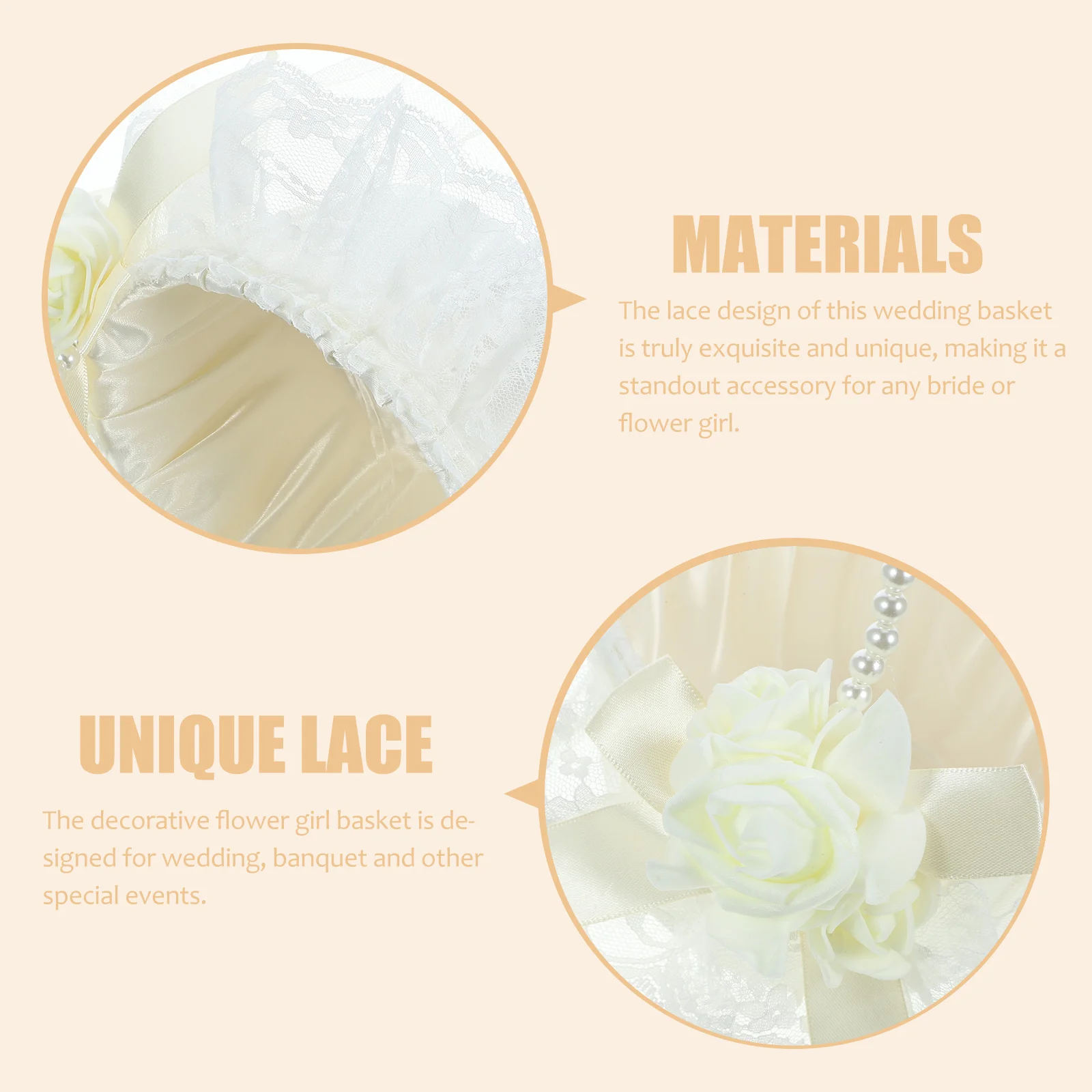 

Wedding Flower Girl Basket Elegant Lace Pearl Embellished Handheld Basket for Weddings Parties Decorations Flower Girl Baskets