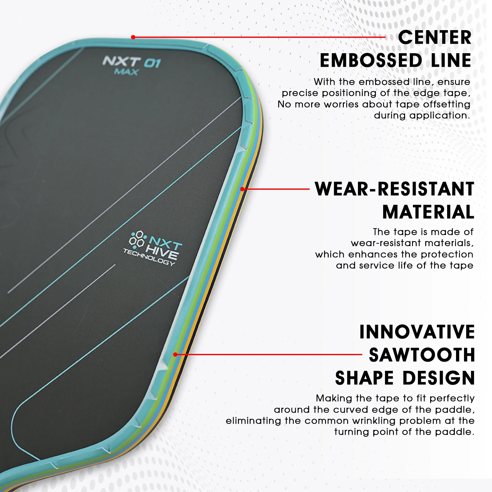 AMA SPORT Stripes Pickleball Paddle Edge Guard Tape منحني تمامًا مناسب لحماية جميع حواف السماكة ملحقات Padel