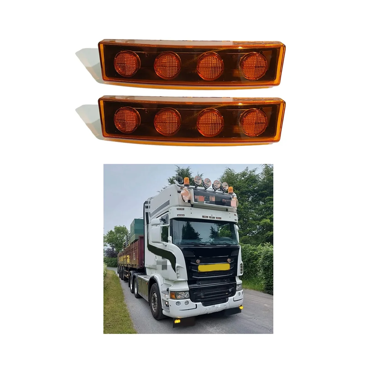 ไฟ LED sunvisor 24V สัญญาณไฟสำหรับซีรีย์ truk Scania 1798980 1910437สีเหลือง