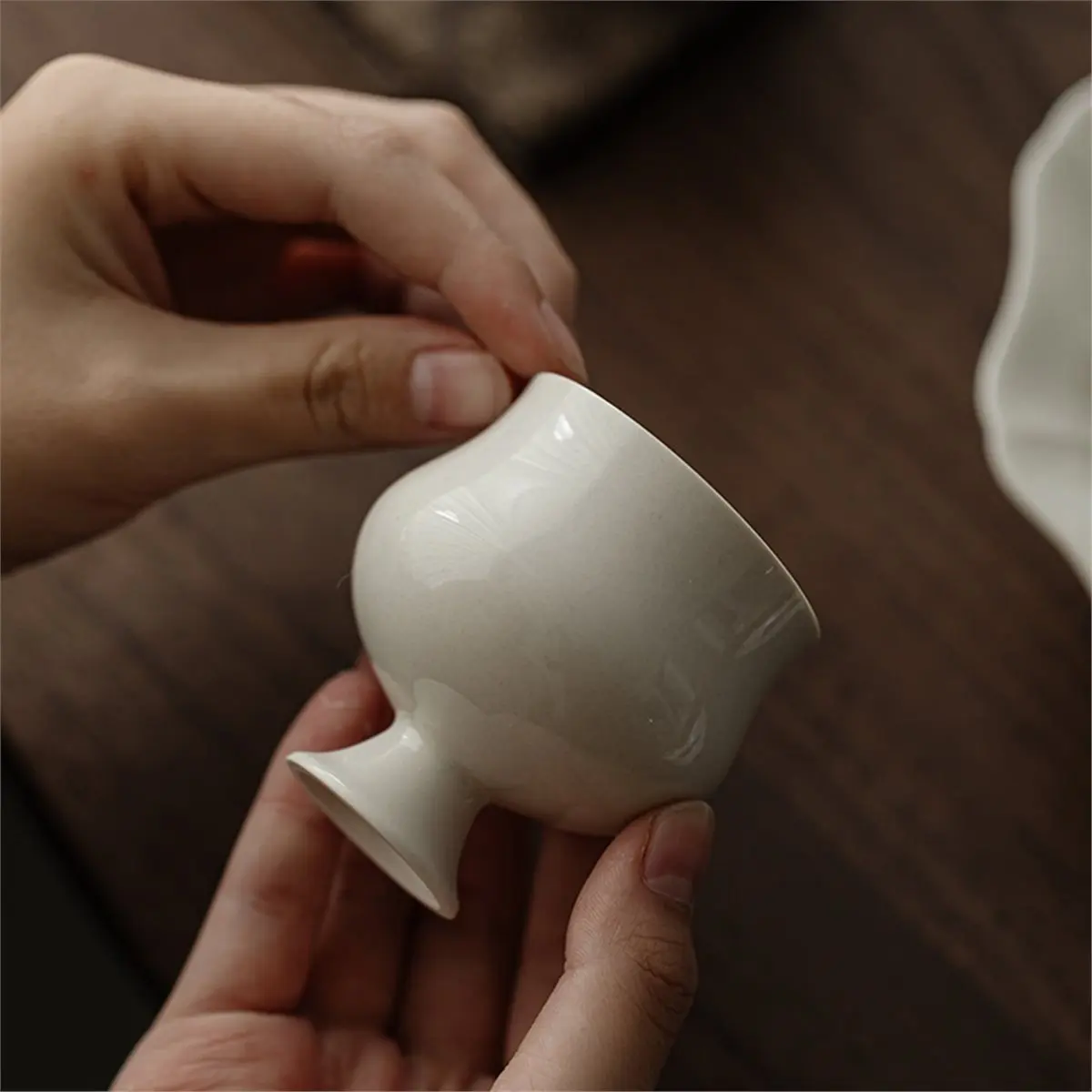 Grass and Wood Ash Ancient Mud High-Footed Teacup Tea Cup Imitation Song Master Cup Tea Drinking Single Cup