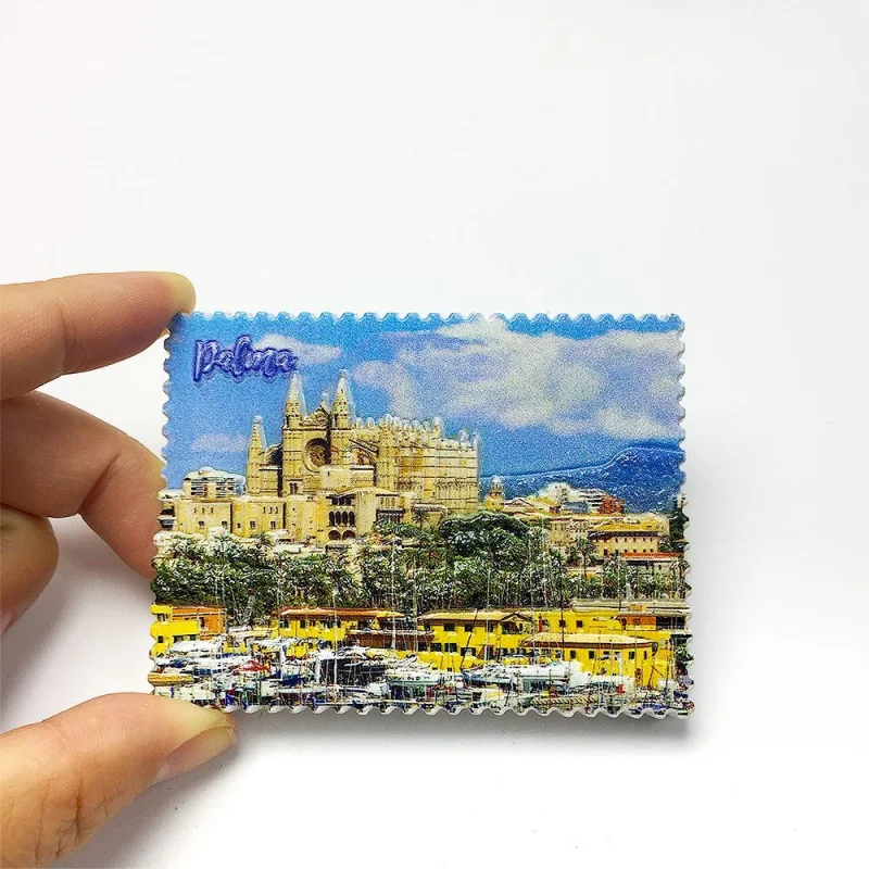 

Spain Mediterranean Benidorm Handmade Painted Fridge Magnet Tourist Souvenir Magnetic Scenery Decorative Kitchen Accessory