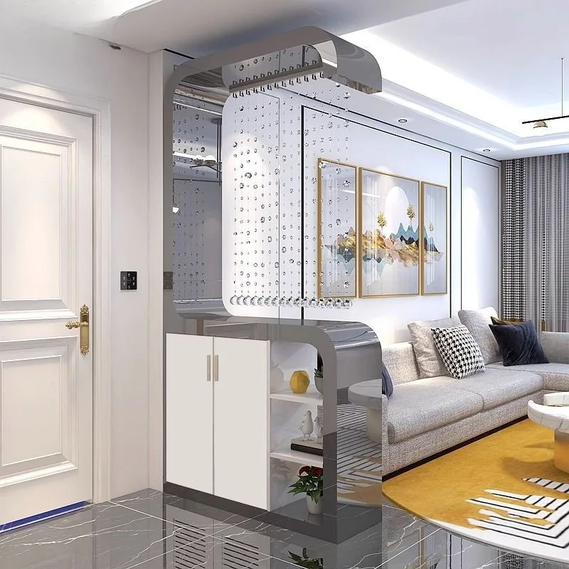 Living room double-sided entrance partition cabinet, home shoe cabinet PET door storage decorative foyer cabinet, special-shaped