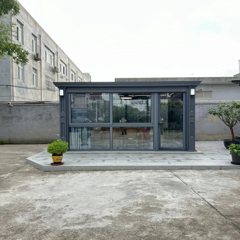 Pergola Waterproof Outdoor Garden Pergola Aluminium Motorized Louvered Pergola Gazebo Outdoor With Sliding Glass Door