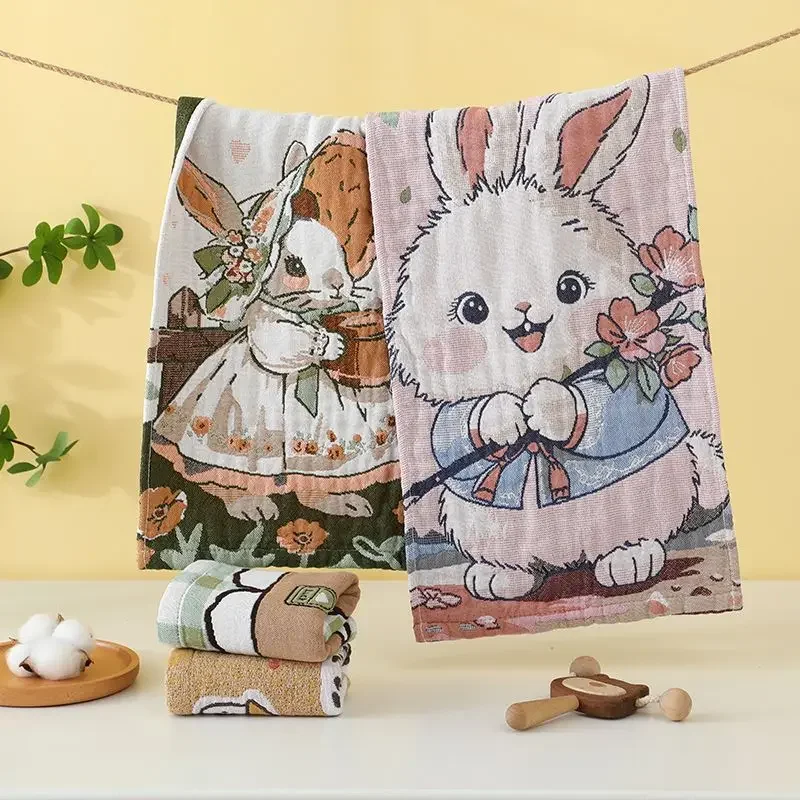 Pure Cotton Children's Towel Soft Gauze Absorbs Water Not Shed Hair Face Towel Household Cotton Couple Cute Face Towel ZI774