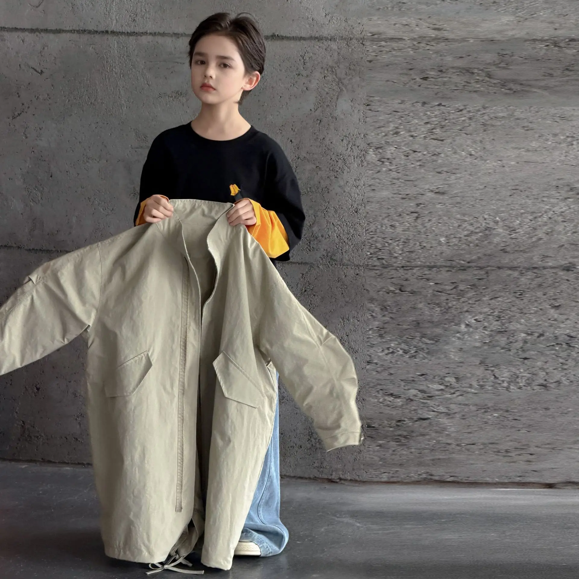 Boys Trench Coat 2026 Autumn New Children's Foreign Style Coat Boys Baby Autumn Clothes