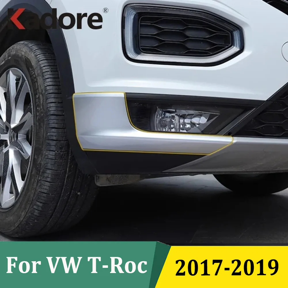 

Для Volkswagen VW T-Roc TROC 2017 2018 2019: Матовая накладка-защита углов переднего бампера, внешние аксессуары для автомобиля