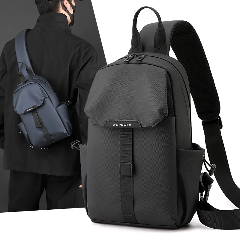 Nylon Waterproof Sling Casual Man Chest Bag Larger Capacity USB Port Running Hiking Shoulder Crossbody Travel Works Daybag