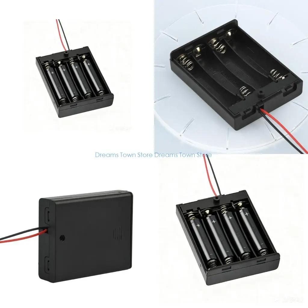 HX6A 4Slot 3A Battery Holder with Spring Contacts and On Off Switcher for 6V Devices Color Wire Included