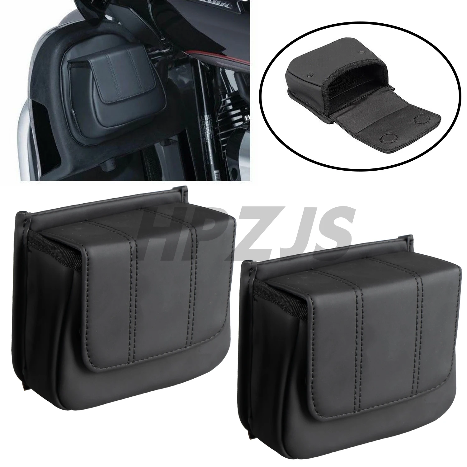 

Motorcycle Fairing Lower Door Pocket 2 PCS Black For Harley Touring Street Road Tri Glide Ultra Classic Limited Trike 1996-2013