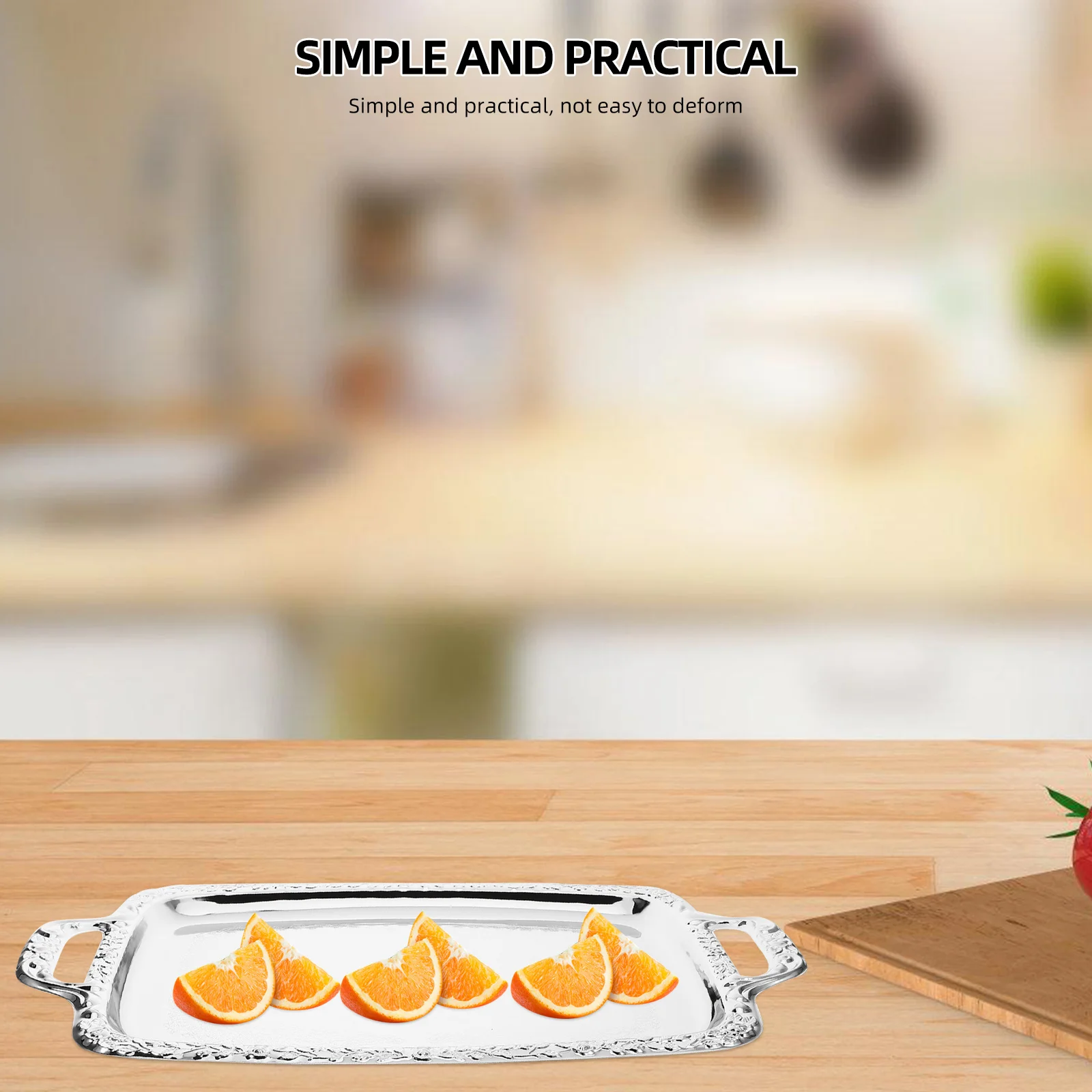 

Stainless Steel Serving Tray Hammered Texture Kitchen Food Dish For Salad Pasta Steak Dessert Western Plate Buffet Serving