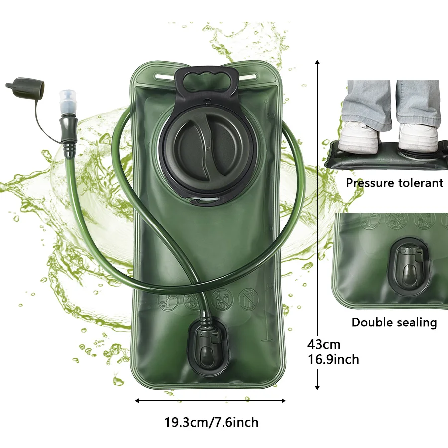 Quick release 1.5L-3.0L hiking backpack leak proof water bag BPA free water bag suitable for camping, cycling, and running