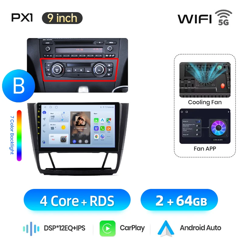 AWESAFE Draadloze CarPlay Android Auto Radio voor BMW 1-serie E87 E81 E82 E88 2004-2011 Plug & Play FM BT RDS DSP GPS Multimedia