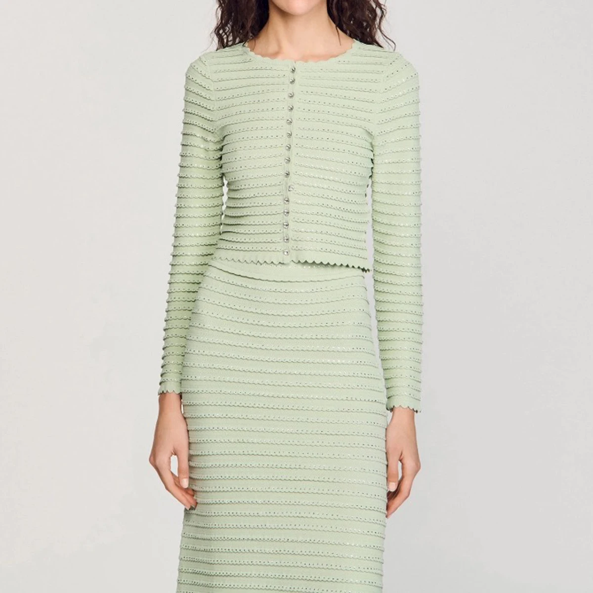 Высококачественный модный вязаный длинный женский топ-кардиган, верхняя одежда + f, комплект с юбкой, весенне-осенний новый универсальный Sle