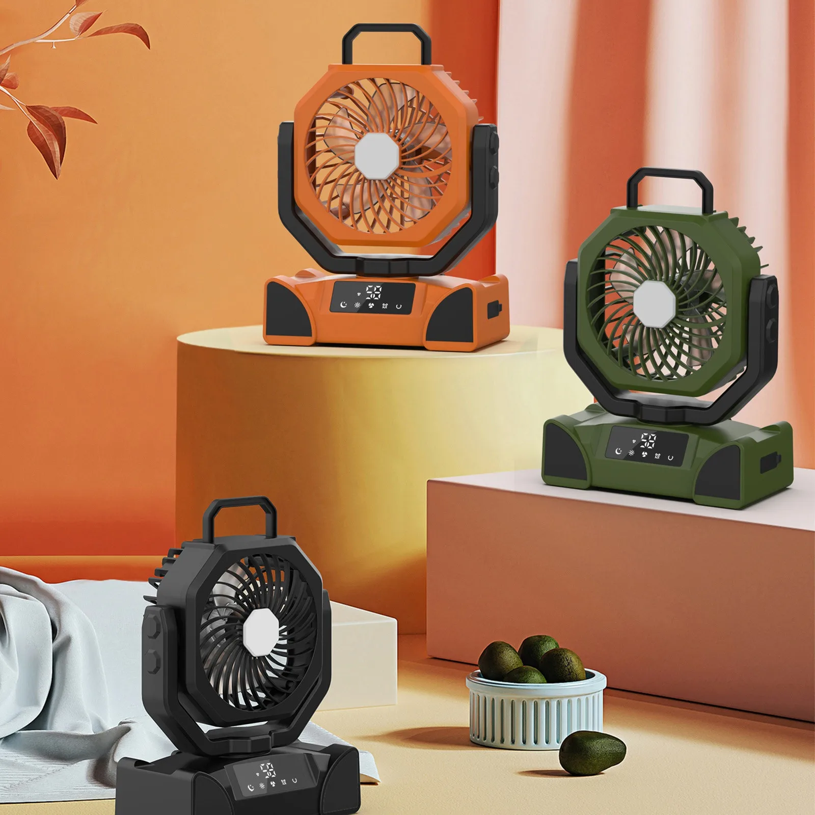 

24000mAh Rechargeable Battery Outdoor Tent Ceiling Fan Portable Wireless Camping Fans with LED Light Hook Portable Camping Fan