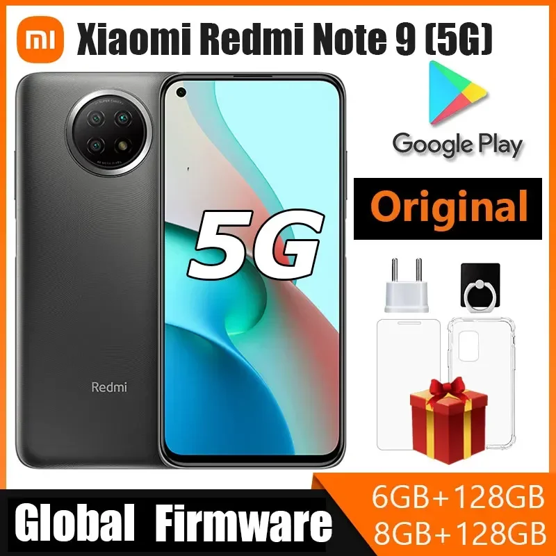 Xiaomi-Smartphone Redmi Note 9 Original, 5G, 8GB, 256GB, Batería grande de 5000mAh, 6,53 pulgadas, 48 millones de píxeles, 5G, ROM Global