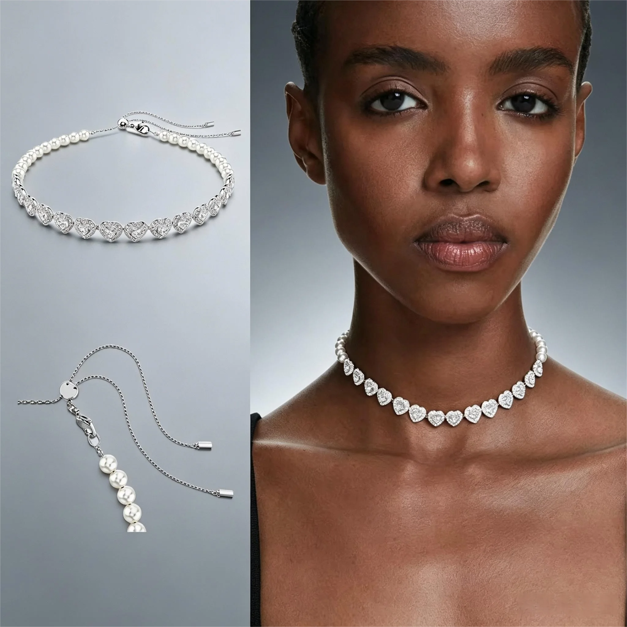 2026 New Trend Fine Wedding Jewelry Set Charming White Note Heart Shaped Pearl Crystal Luxury Women's Necklace Bracelet Earrings