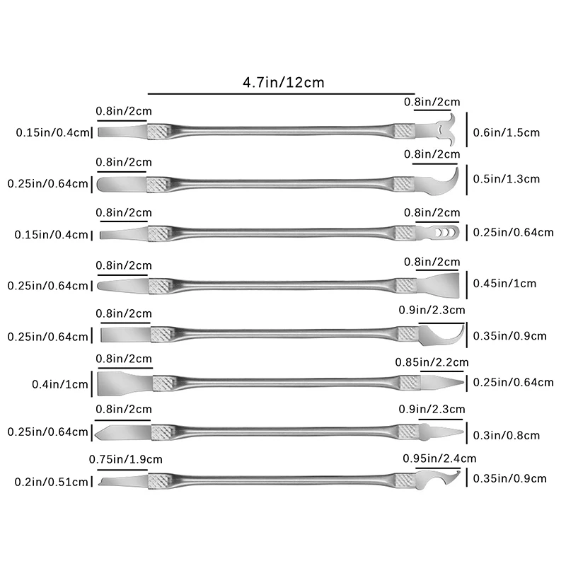 8in1 Set Electronics Repair Tool For Curved Screen 304 Stainless Steel Pry Bar Disassemble Removing Set