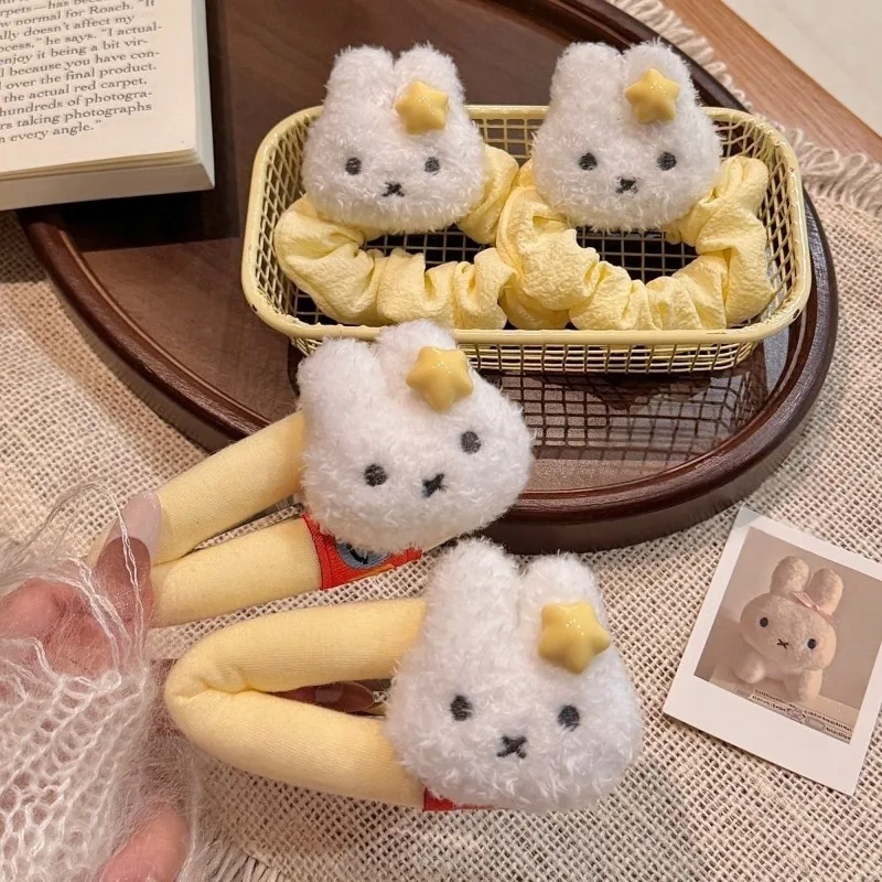 Miffy Hair Band Creative High-value Cartoon Animation Doll Style Milk Yellow Girl Heart High-elasticity Ponytail Hair Rope Clip view 3