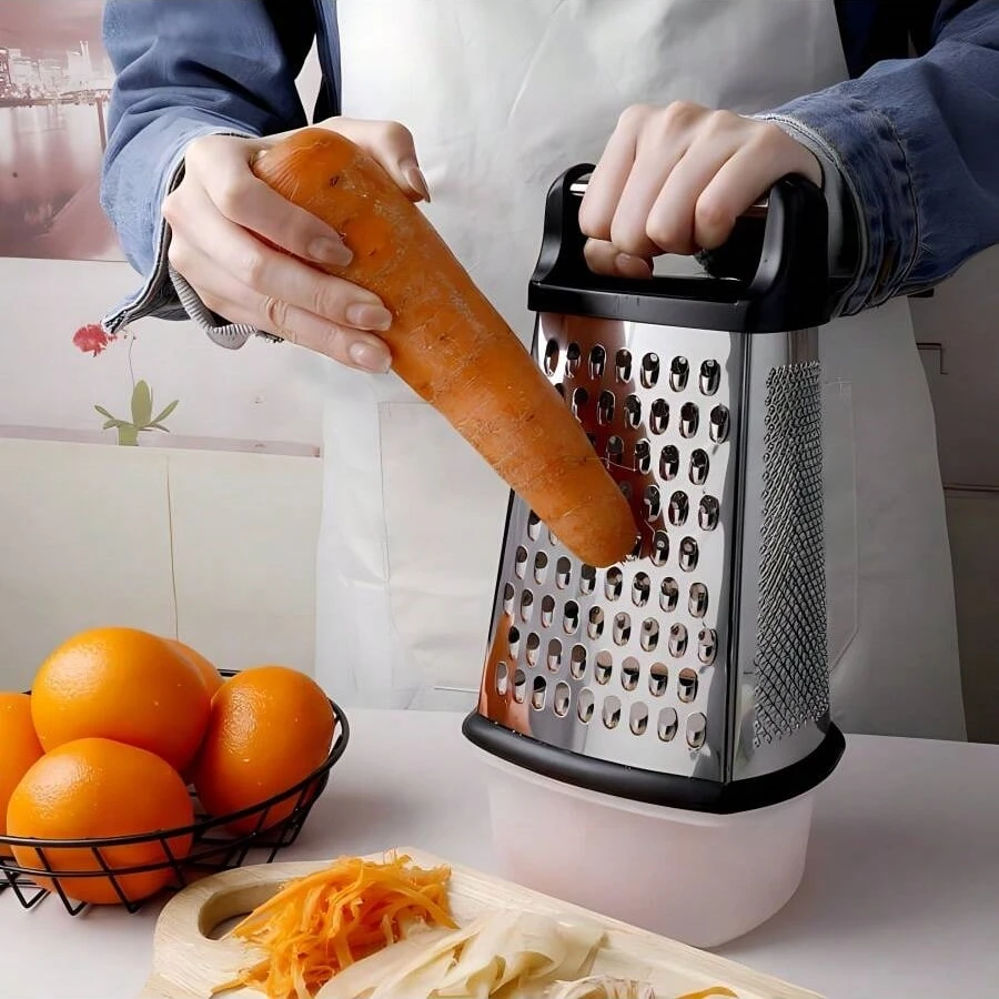 4-Sided Multifunctional Vegetable Planer Carrot Potato Vegetable Cutter Kitchen Tool Stainless Steel Cheese Planer Ginger Grater