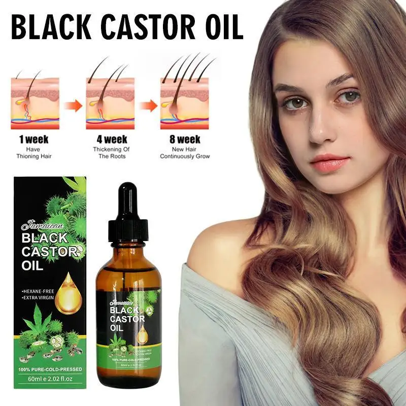 

60ML Black Castor Oil Healthy Organic Castor Oil Improves Hair Line Toughness Nourishes The Body Skin Hair Massage Moisturizing