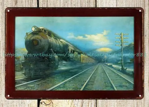 classic Grif Teller print Pennsylvania Railroad train metal tin sign